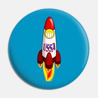 Happy Cartoon Rocket! Pin