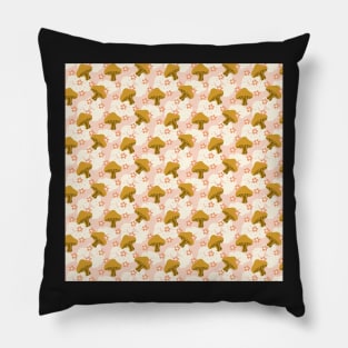 Ditsy Fungi, tiny florals on off white clouds and pale pink background Pillow