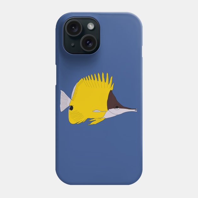 Yellow longnose butterflyfish Phone Case by Color Fluffy