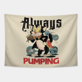 Always pumping vintage cat distressed retro Tapestry