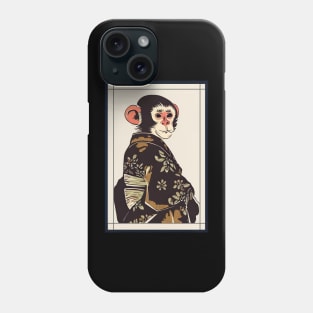 Monkey japanese with kimono vintage Phone Case