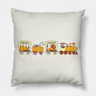 Cartoon Circus Train with Lion, Zebra & Bear Pillow