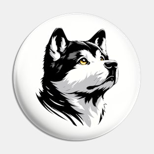 Stunning and Cool Akita Monochrome and Gold Portrait for Father's Day Pin