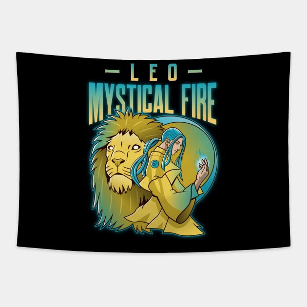 Leo Mystical Fire Tapestry by John Byrne