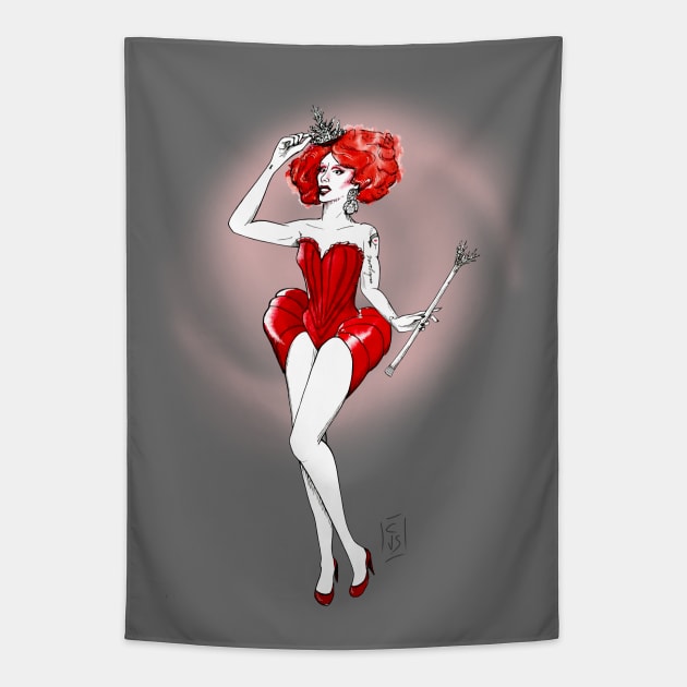 Red Queen Paloma Tapestry by Cleyvonslay