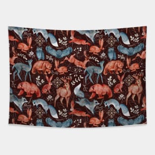 Bear, deer, owl, fox and hare Pattern Tapestry