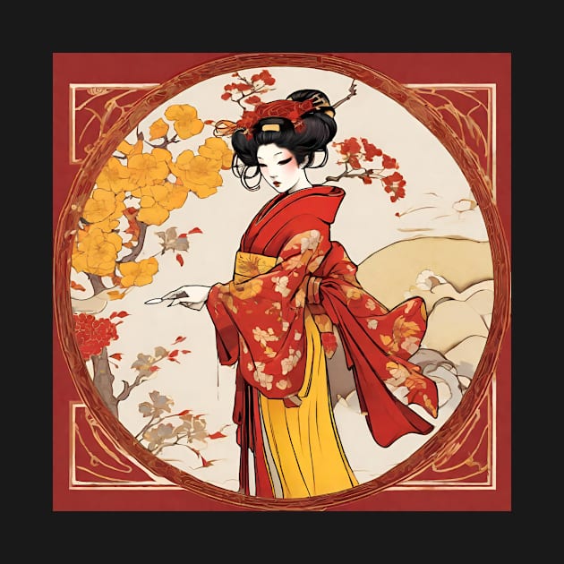 Geisha in Red by Pearla Arts