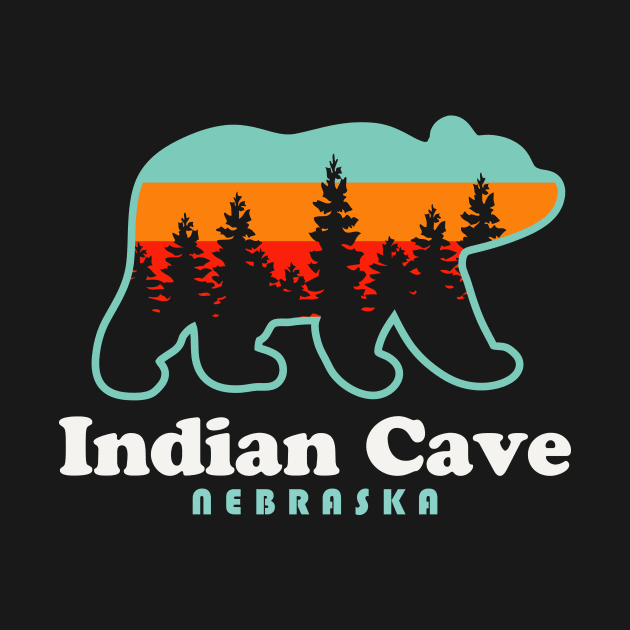 Indian Cave Nebraska Bear Retro Sunset by PodDesignShop