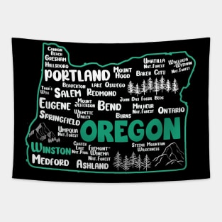 Cute map of Winston Oregon, Portland, Salem, Eugene, Springfield, Bend, Ontario, Medford Tapestry