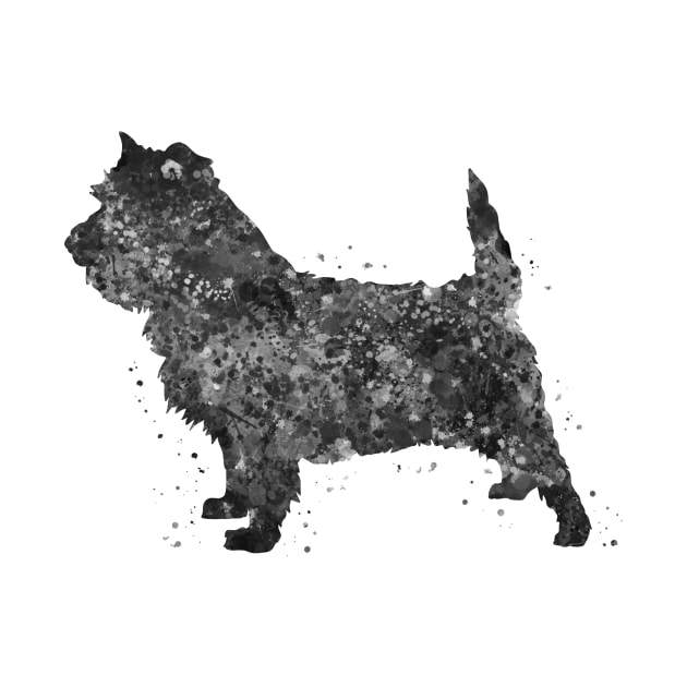 Cairn Terrier dog watercolor black and white by Yahya Art