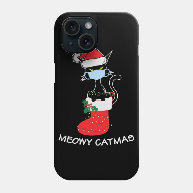 Meowy Catmas Funny Cat Lover Christmas Gift Phone Case by BadDesignCo