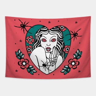 Sexy Vampire Woman with Spiders Tapestry