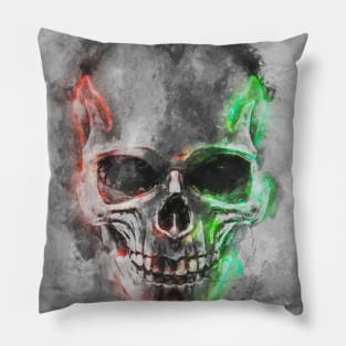 Paintedskull redgreen Pillow