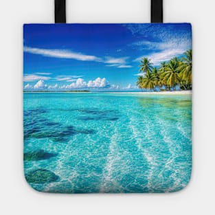 Clear Water with a Tropical Island and Blue Sky - Landscape Tote