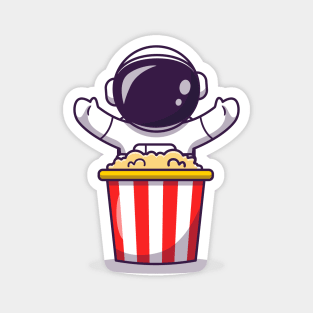 Cute Astronaut With Popcorn Magnet