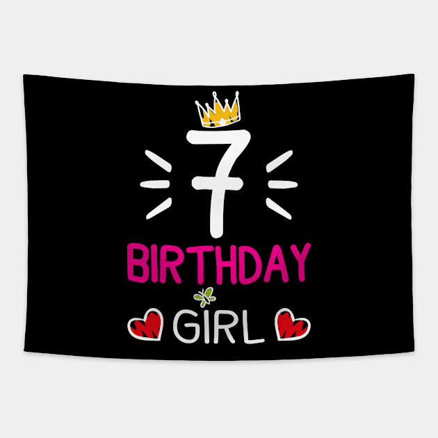 Kids 7th Birthday Girl Crown Princess Tapestry by printedartings