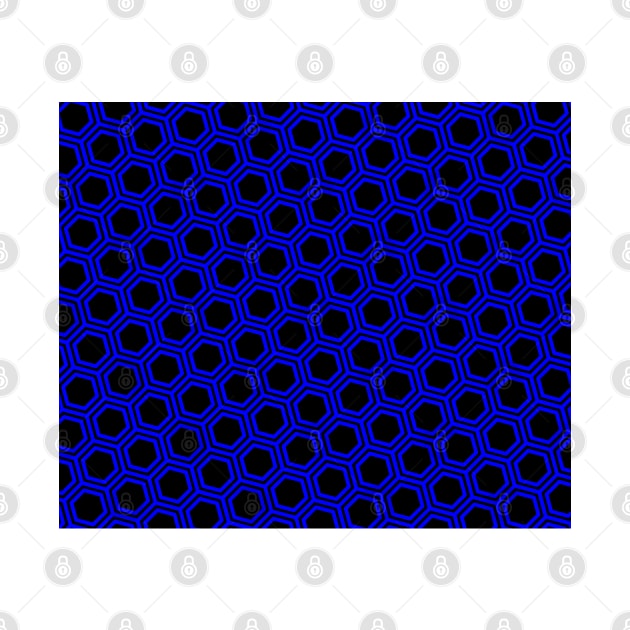 Pattern hexagon blue on black background by la chataigne qui vole ⭐⭐⭐⭐⭐