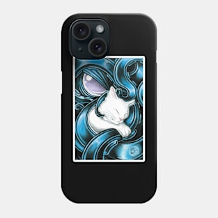 Cthulhu And White Cat Friend - White Outlined Version Phone Case