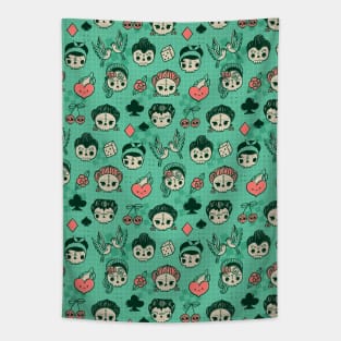 Rockabilly Skulls Tapestry