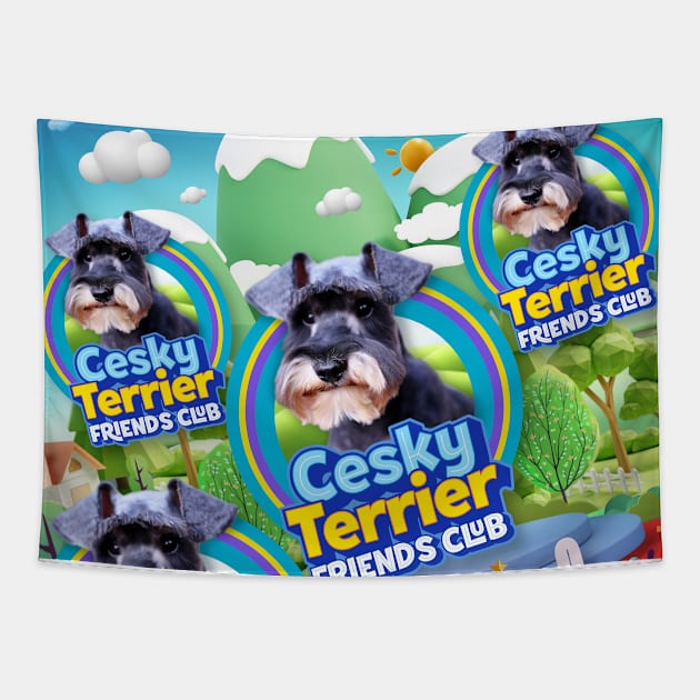 Cesky Terrier Puppy Tapestry by Puppy & cute