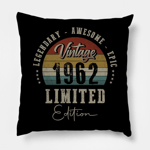 60 Years Old Vintage 1962 Limited Edition 60th Birthday Pillow by CreativeSalek