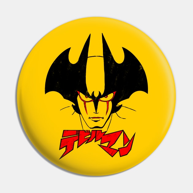 002 Devilman Head Pin by Yexart