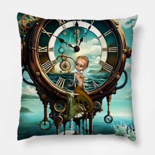 Fantastic steampunk sea clock Pillow