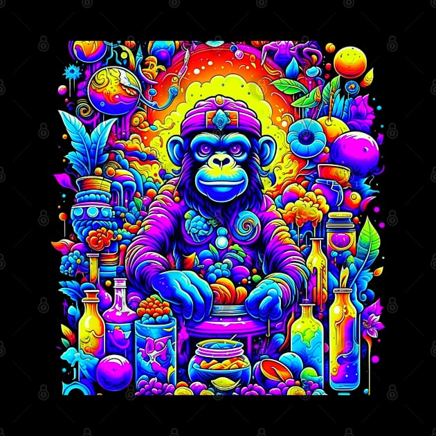 psychedelic Goa fruit monkey by Craftycarlcreations