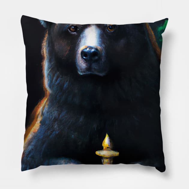 Bear with Crown Pillow by maxcode