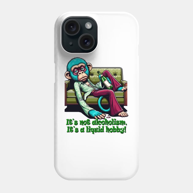 Retro 70s drunk Chillout - Drunk Monkey Humor Vintage Sofa Art Phone Case by TimeWarpWildlife