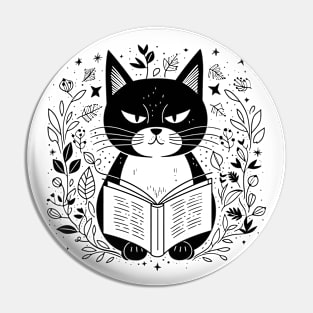 Cat reading book Pin