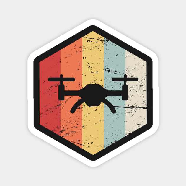 Retro Vintage Drone Quadcopter Icon Magnet by MeatMan