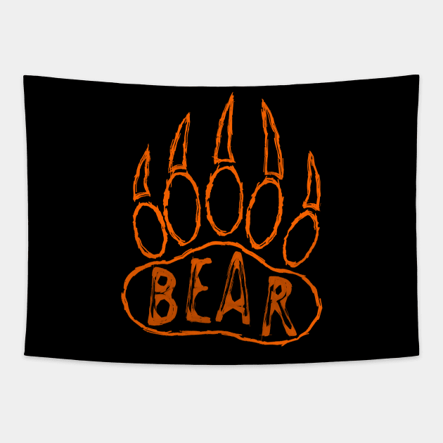 Grizzly Bear Paw Print Drawing Tapestry by Braznyc