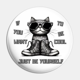 If You Want To Be Cool Just Be Yourself Funny Cat Pin