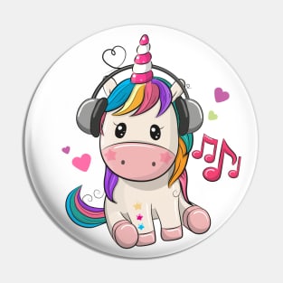 Cute unicorn with headphones. Very beautiful design for kids. Pin
