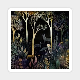 Watercolor Forest, Woodland Landscape Magnet