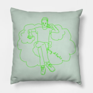 King of Farts Green Linework Drawing Pillow