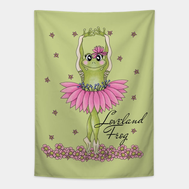 Loveland Frog - cute Cryptid ballerina Tapestry by TJWArtisticCreations