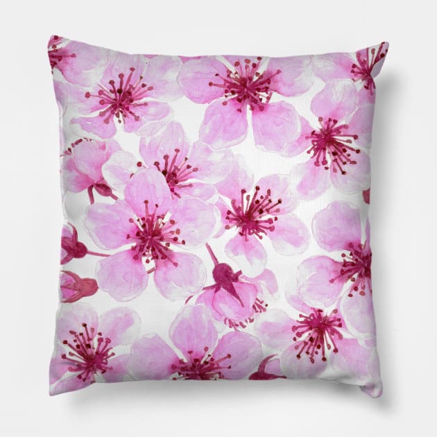 Cherry blossom watercolor Pillow by katerinamk