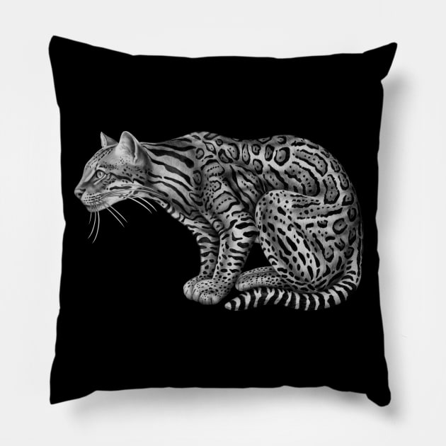 Ocelot Pillow by Tim Jeffs Art