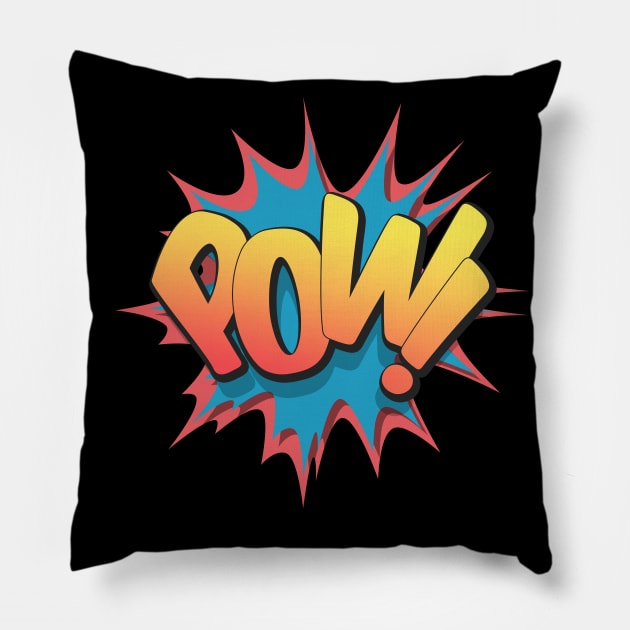 Pow! - Pop Art, Comic Book Style, Cartoon Text Burst. Pillow by Brartzy