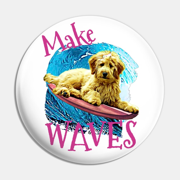 WAVES Goldendoodle Pin by Witty Things Designs