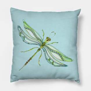 Deco Dragonfly Watercolor Pillow