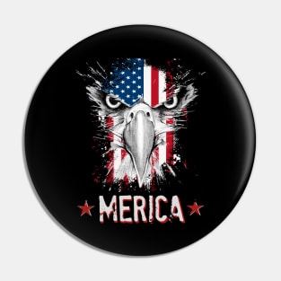 Patriotic Eagle T-Shirt 4th of July USA  American Flag Tshirt Pin