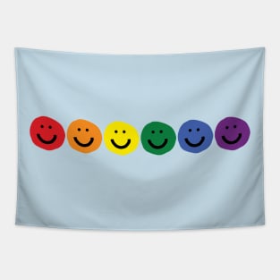 Pride Rainbow Smiley Faces Tapestry