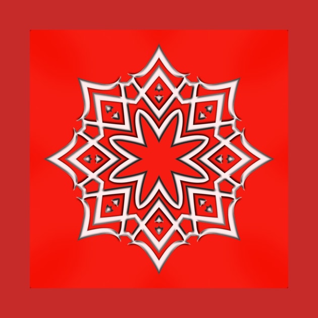 Bright Red Kaleidoscope Pattern (Seamless) 6 by Swabcraft