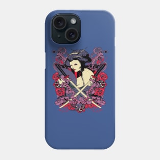 geisha with crossed swords flourish Phone Case