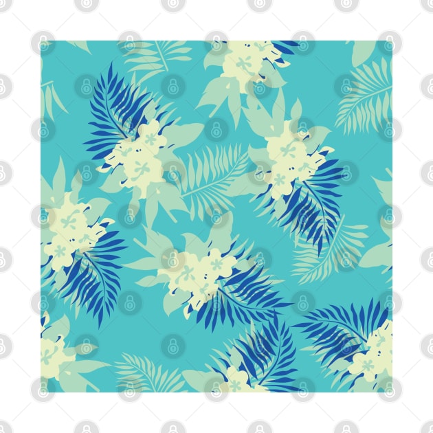 Tommy Vercetti Hawaiian Blue Floral Fern Design by inotyler