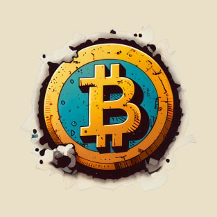 High-Quality Comic Bitcoin Logo: Symbol of Digital Currency T-Shirt