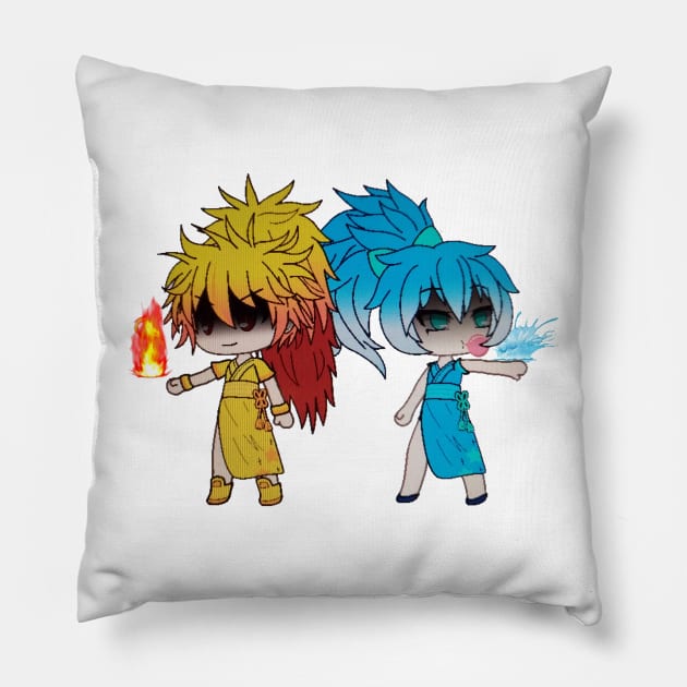 Gacha Life - Water and Fire Pillow by iKimeera